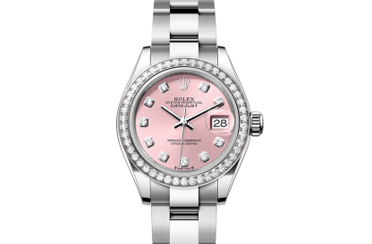 replica Rolex Lady-Datejust Oyster 28 mm Oystersteel white gold and diamonds Pink dial M279384RBR-0004
