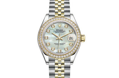 replica Rolex Lady-Datejust Oyster 28 mm Oystersteel yellow gold and diamonds White dial M279383RBR-0019