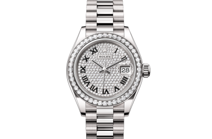 replica Rolex Lady-Datejust Oyster 28 mm white gold and diamonds Diamond-paved dial M279139RBR-0014