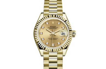 replica Rolex Lady-Datejust Oyster 28 mm yellow gold Champagne-colour dial M279178-0017