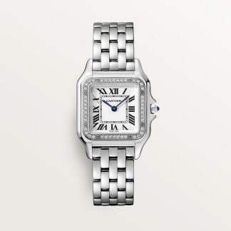 replica cartier Panthère de Cartier watch Medium model quartz movement steel diamonds CRW4PN0008