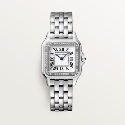 replica cartier Panthère de Cartier watch Medium model quartz movement steel diamonds CRW4PN0008