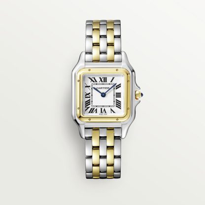replica cartier Panthère de Cartier watch Medium model quartz movement yellow gold steel CRW2PN0007