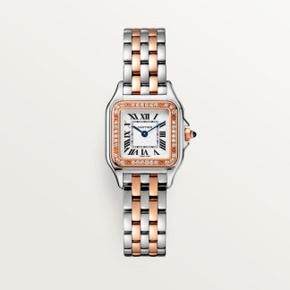 replica cartier Panthère de Cartier watch Small model quartz movement rose gold steel diamonds CRW3PN0006