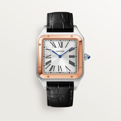 replica cartier Santos-Dumont watch Extra-large model rose gold steel leather CRW2SA0017
